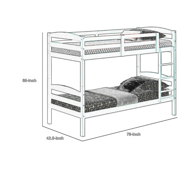 Sifa Twin Bunk Bed, Convenient Ladder, Arch Slat Design, Espresso Brown