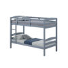 Sifa Twin Bunk Bed, Convenient Ladder, Arch Slat Design, Gray Solid Wood