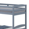 Sifa Twin Bunk Bed, Convenient Ladder, Arch Slat Design, Gray Solid Wood