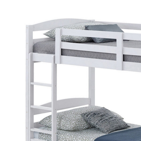 Sifa Twin Bunk Bed, Convenient Ladder, Arch Slat Design, White Solid Wood