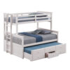 Veran Twin Over Full Bunk Bed, Trundle and 3 Drawers, White Solid Wood