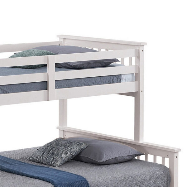 Veran Twin Over Full Bunk Bed, Trundle and 3 Drawers, White Solid Wood
