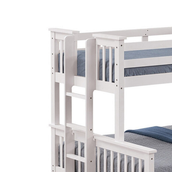 Veran Twin Over Full Bunk Bed, Trundle and 3 Drawers, White Solid Wood