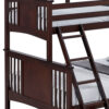 Ricky Twin Over Full Bunk Bed, Angled Ladder, Dark Brown Solid Hardwood