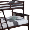 Ricky Twin Over Full Bunk Bed, Angled Ladder, Dark Brown Solid Hardwood