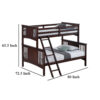 Ricky Twin Over Full Bunk Bed, Angled Ladder, Dark Brown Solid Hardwood