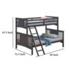 Ricky Twin Over Full Bunk Bed, Angled Ladder, Stain Gray Solid Hardwood