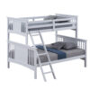 Ricky Twin Over Full Bunk Bed, Angled Ladder, Classic White Solid Hardwood