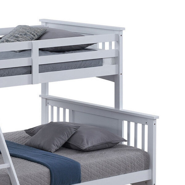 Ricky Twin Over Full Bunk Bed, Angled Ladder, Classic White Solid Hardwood