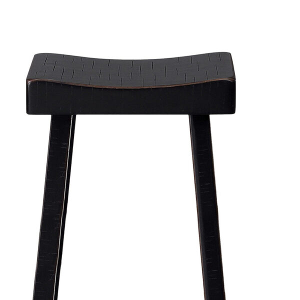 150220266991e4ff02692.jpeg Bianca Counter Stool Set of 2, Saddle Seat, Farmhouses Black Solid Wood