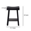 150220266991e5034b312.jpeg Bianca Counter Stool Set of 2, Saddle Seat, Farmhouses Black Solid Wood
