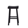 Bianca Barstool Set of 2, Saddle Seat, Farmhouses Style Black Solid Wood