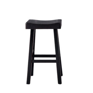 Bianca Barstool Set of 2, Saddle Seat, Farmhouses Style Black Solid Wood
