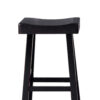 Bianca Barstool Set of 2, Saddle Seat, Farmhouses Style Black Solid Wood