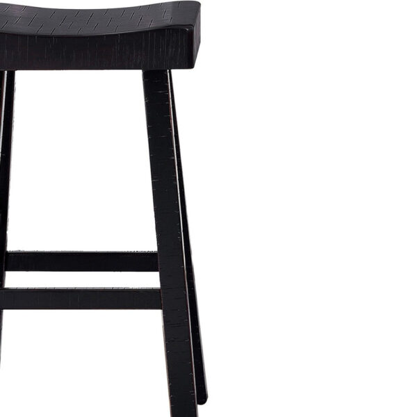 Bianca Barstool Set of 2, Saddle Seat, Farmhouses Style Black Solid Wood