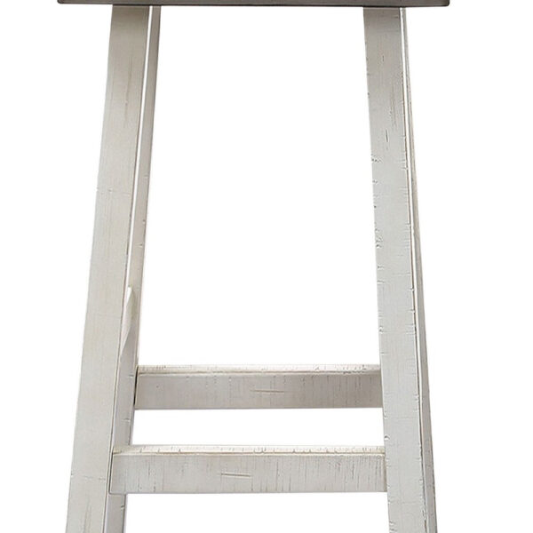 Bianca Barstool Set of 2, Dark Gray Saddle Seat, White Solid Wood