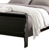 Ryla Twin Size Bed, Classic Sleigh Panel Headboard, Black Solid Wood