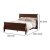 Ryla Full Size Bed, Sleigh Panel Headboard, Dark Cherry Brown Solid Wood