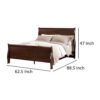 Ryla Queen Size Bed, Sleigh Panel Headboard, Dark Cherry Brown Solid Wood