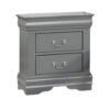 150220266991e5608b413.jpeg Ryla Nightstand, 2 Drawers, Light Gray Solid Wood, Nickel Drop Handles