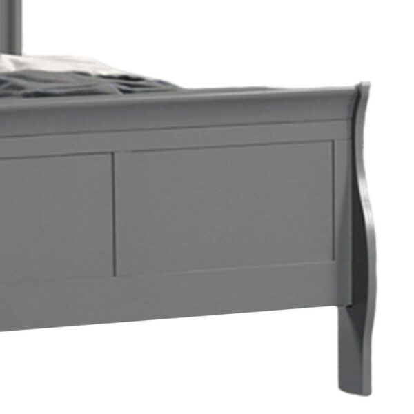 Ryla Full Size Bed, Sleigh Panel Headboard, Classic Light Gray Solid Wood