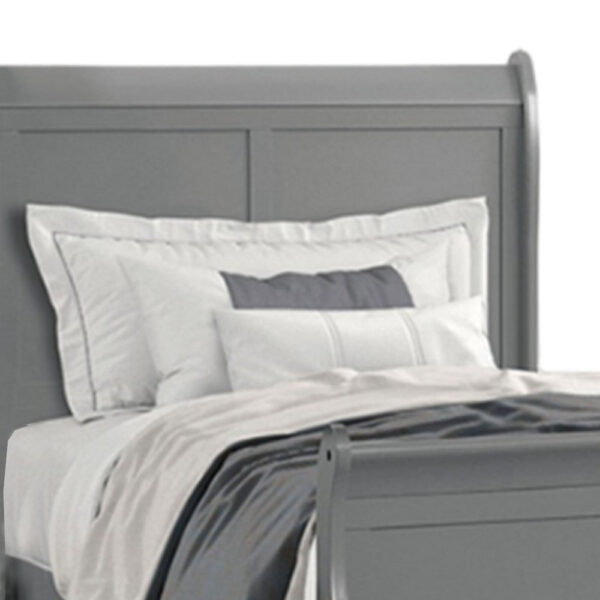 Ryla Full Size Bed, Sleigh Panel Headboard, Classic Light Gray Solid Wood