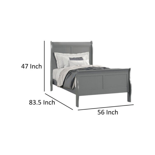 Ryla Full Size Bed, Sleigh Panel Headboard, Classic Light Gray Solid Wood