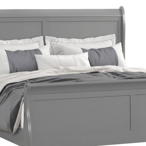 150220266991e5794cc77.jpeg Ryla Queen Size Bed, Sleigh Panel Headboard, Classic Light Gray Solid Wood