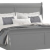 Ryla Twin Size Bed, Sleigh Panel Headboard, Classic Light Gray Solid Wood