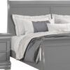 Ryla Twin Size Bed, Sleigh Panel Headboard, Classic Light Gray Solid Wood
