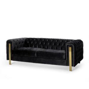 150220266991e58bb307c.jpeg Nua Sofa, Chesterfield Tufted Black Velvet, 84 Inch, Modern Gold Legs