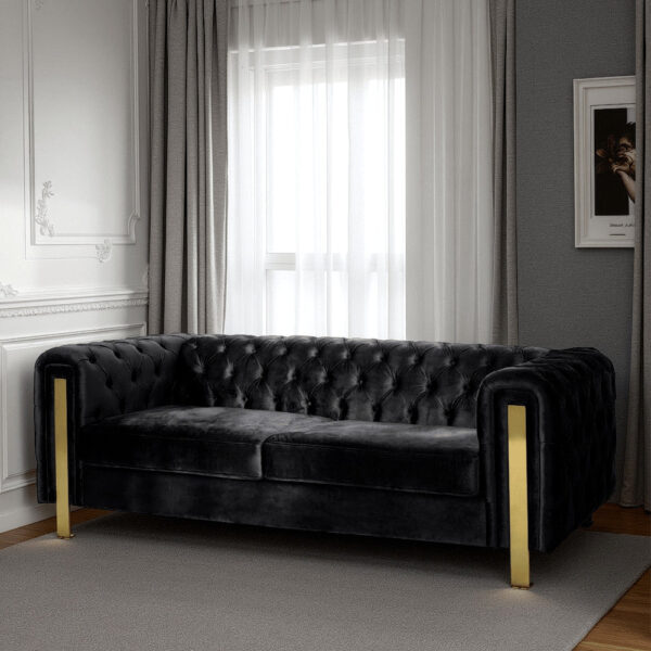 150220266991e5931a218.jpeg Nua Sofa, Chesterfield Tufted Black Velvet, 84 Inch, Modern Gold Legs