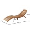 Hanie Foldable Chaise Lounger, Outdoor, Open Slatted in Brown Acacia Wood