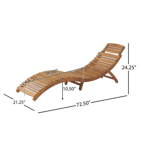 Hanie Foldable Chaise Lounger, Outdoor, Open Slatted in Brown Acacia Wood