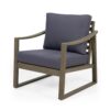 Outdoor Accent Chair, Slat Panels, Sloped Arms, Dark Gray Acacia Wood