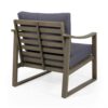 Outdoor Accent Chair, Slat Panels, Sloped Arms, Dark Gray Acacia Wood
