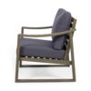 Outdoor Accent Chair, Slat Panels, Sloped Arms, Dark Gray Acacia Wood
