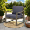 Outdoor Accent Chair, Slat Panels, Sloped Arms, Dark Gray Acacia Wood