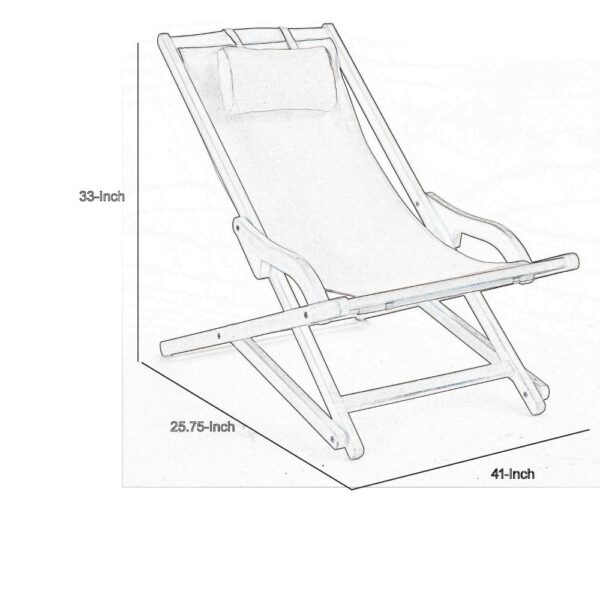 Mikki Portable Sling Chair Set of 2 with Pillows, Gray Polyester, Wood Base