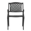 Cay Outdoor Dining Chair Set of 2, Mesh Style Back, Black Cast Aluminium
