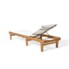 Liam Outdoor Chaise Lounger, Ergonomic White Mesh Seat, Brown Acacia Wood