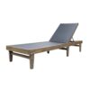 Liam Outdoor Chaise Lounger, 78 Inch Mesh Seat, Dark Gray Acacia Wood Frame