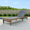Liam Outdoor Chaise Lounger, 78 Inch Mesh Seat, Dark Gray Acacia Wood Frame