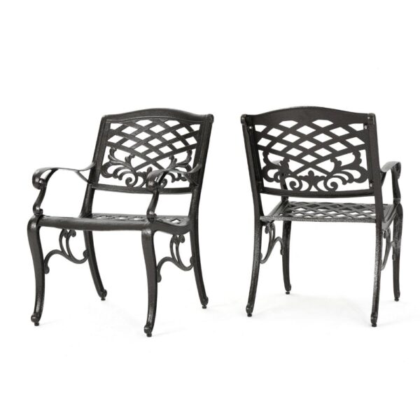 Toni Outdoor Armchair Set of 2, Cabriole, Scrolled Lattice Bronze Aluminium