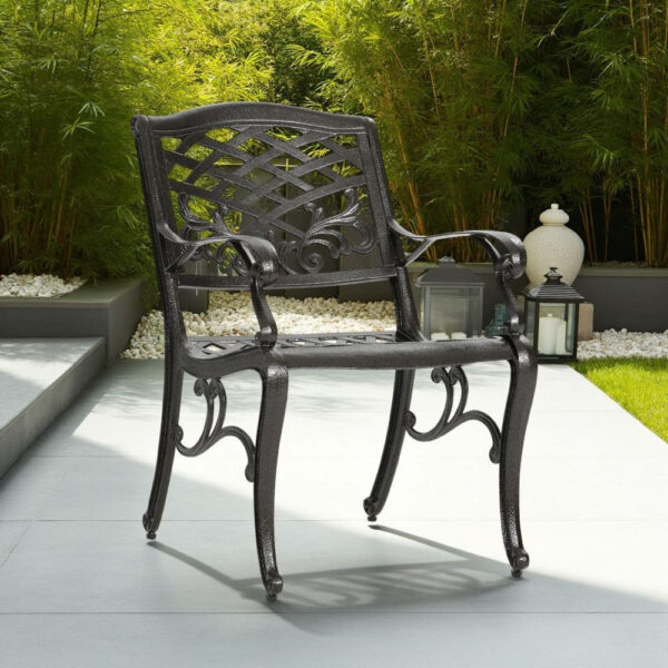 Toni Outdoor Armchair Set of 2, Cabriole, Scrolled Lattice Bronze Aluminium