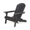 Outdoor Adirondack Chair with Cupholders, Foldable, Dark Gray Wood Finish