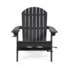 Outdoor Adirondack Chair with Cupholders, Foldable, Dark Gray Wood Finish