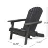 Outdoor Adirondack Chair with Cupholders, Foldable, Dark Gray Wood Finish