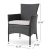 Marri Patio Dining Chair Set of 2, Ergonomic, Gray Wicker Design, Beige