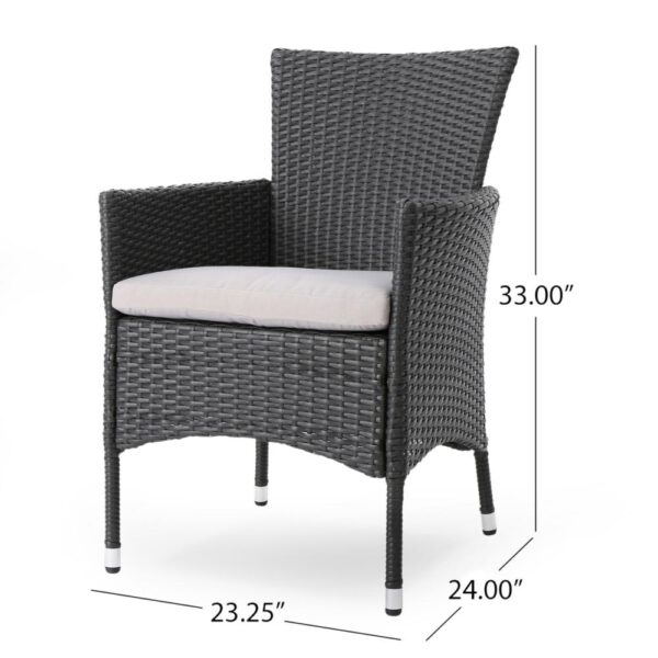 Marri Patio Dining Chair Set of 2, Ergonomic, Gray Wicker Design, Beige